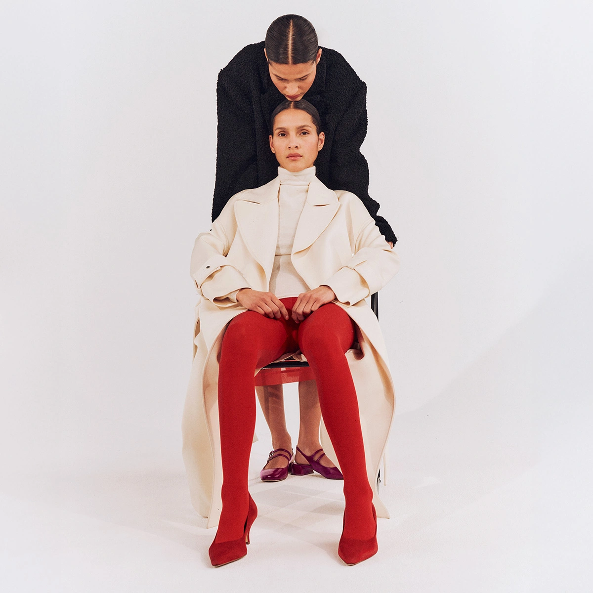 Pointed-toe pumps in berry red suede | DEBRIEF