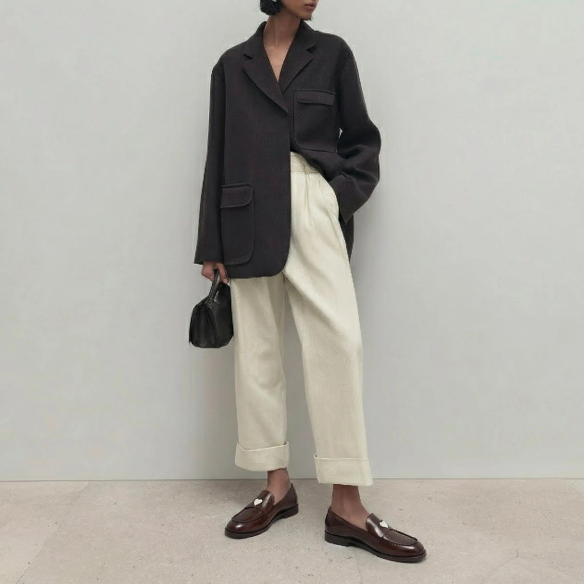 Round-toed loafers with heart details in brown glazed leather | DONJUAN