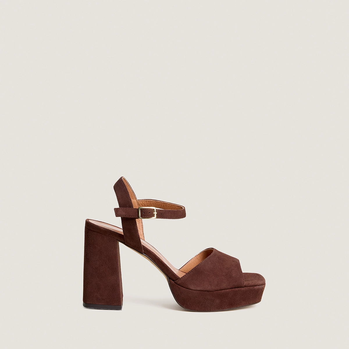 Open-toe high-heeled sandals in brown suede | VLADA