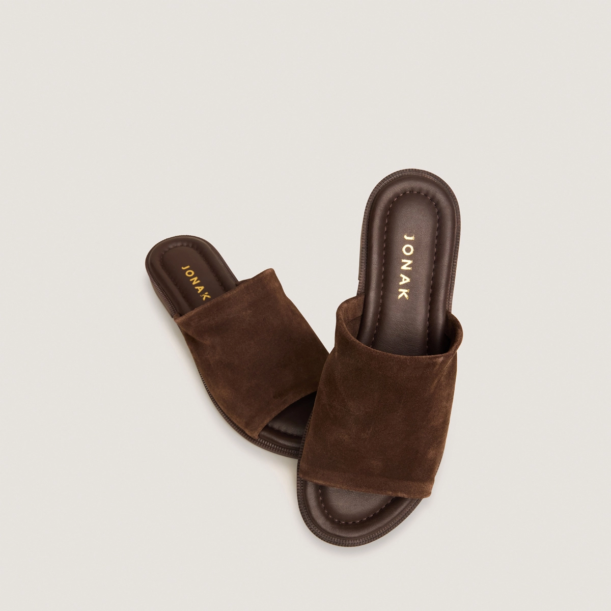 Thin-sole mules in brown split leather | JANET