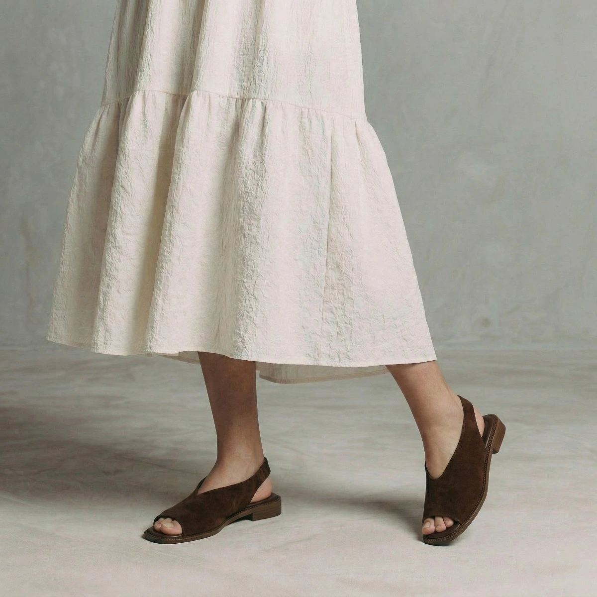 Ballet flats slingback in brown split leather | JESSY