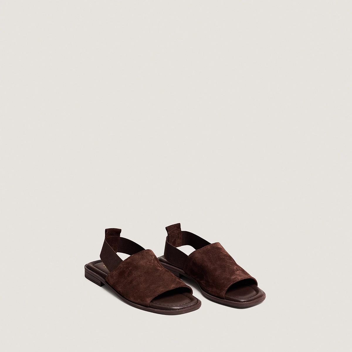 Elastic-strap sandals in brown split leather | JOY