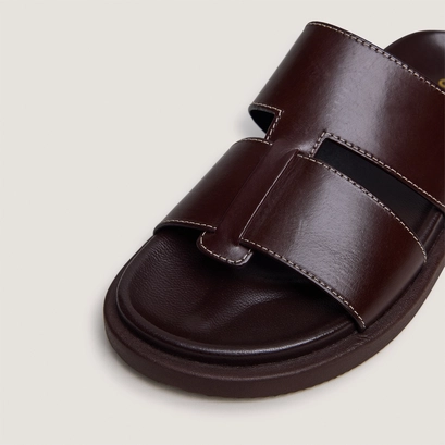 Open-toe mules in dark brown leather | westminster