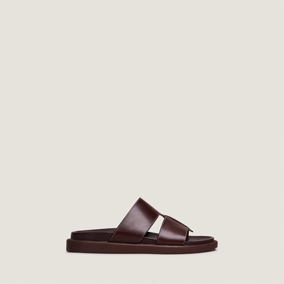 Open-toe mules in dark brown leather | westminster