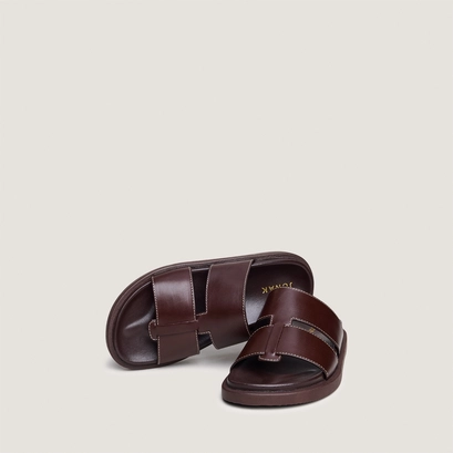 Open-toe mules in dark brown leather | westminster