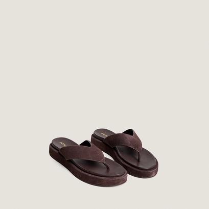 Thong sandals in dark brown suede | WIWI