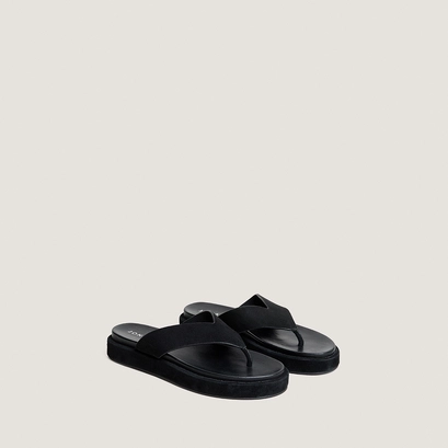 Thong sandals in black suede | wiwi