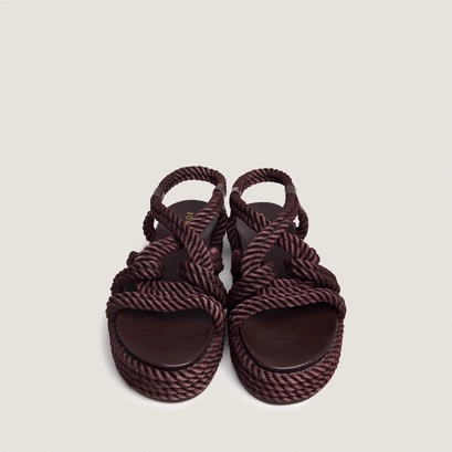 Crisscross strap sandals in brown rope | wael