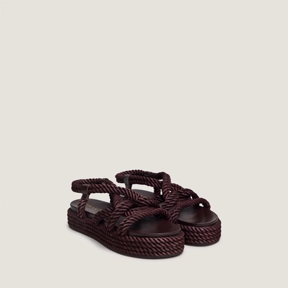 Crisscross strap sandals in brown rope | wael