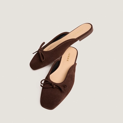Laced mules in dark brown split leather | NICCOLO
