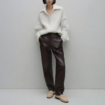 Round-toed loafers in sand split leather | delice