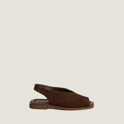 Ballet flats slingback in brown split leather | jessy