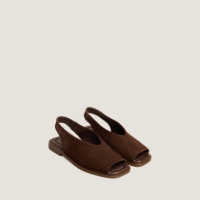 Ballet flats slingback in brown split leather | jessy