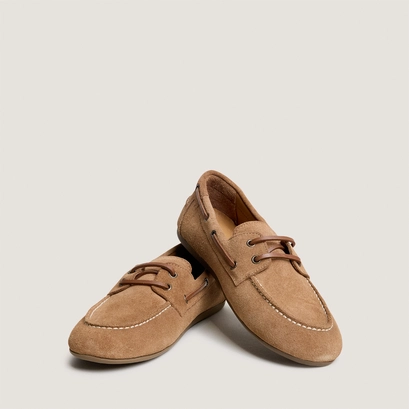 Soft loafers in taupe split leather | lalie