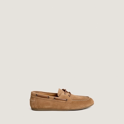Soft loafers in taupe split leather | lalie