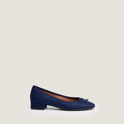 Heeled ballet flats in dark blue denim | dadou