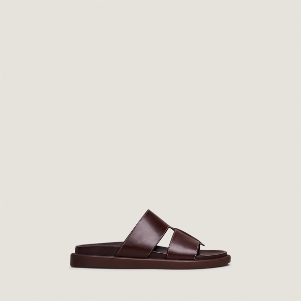 Open-toe mules in dark brown leather | WESTMINSTER