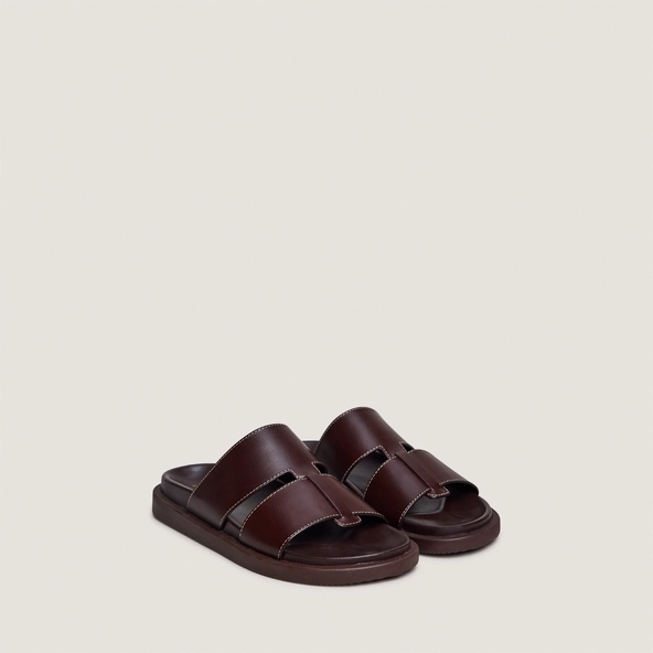 Open-toe mules in dark brown leather | WESTMINSTER
