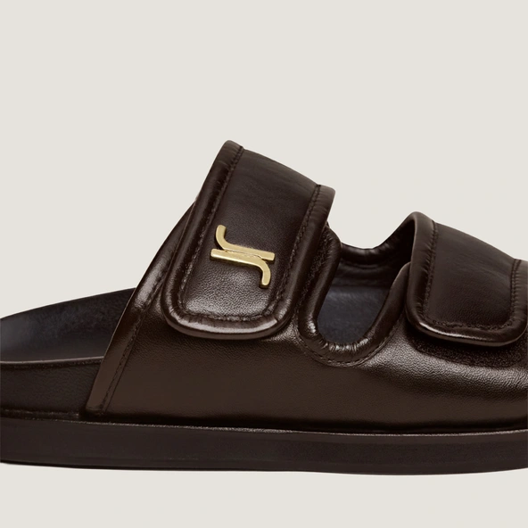 Monogrammed mules Dark brown leather | WIN