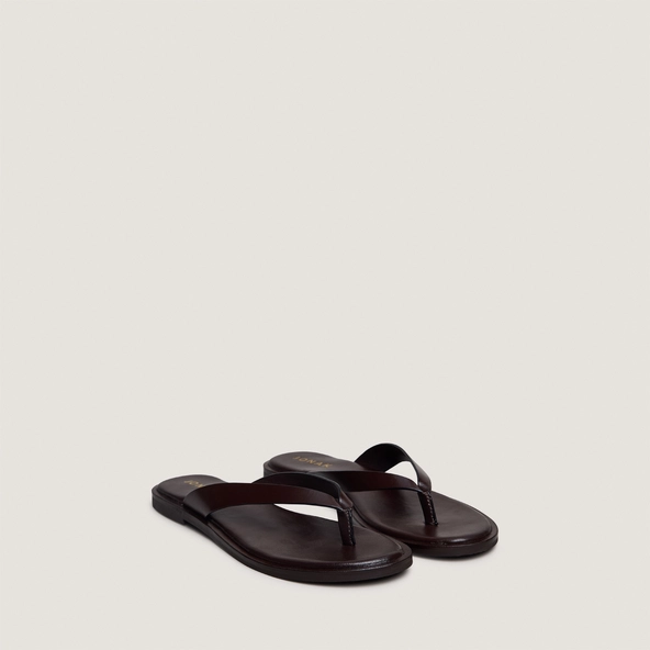 Thong sandals in dark brown leather | WITTY