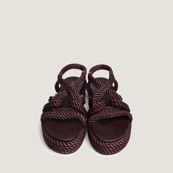 Crisscross strap sandals in brown rope | WAEL