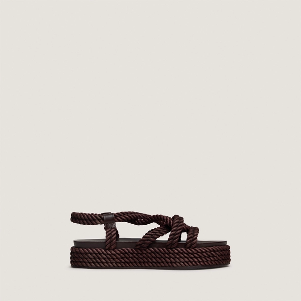 Crisscross strap sandals in brown rope | WAEL