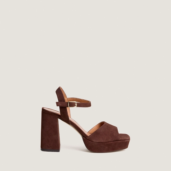 Open-toe high-heeled sandals in brown suede | VLADA