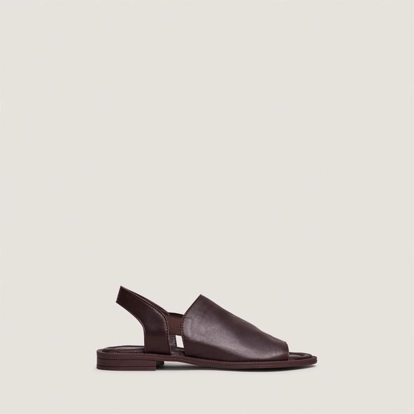 Elastic-strap sandals in dark brown leather | JESS
