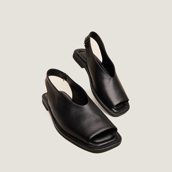 Ballet flats slingback in black leather | JESSY