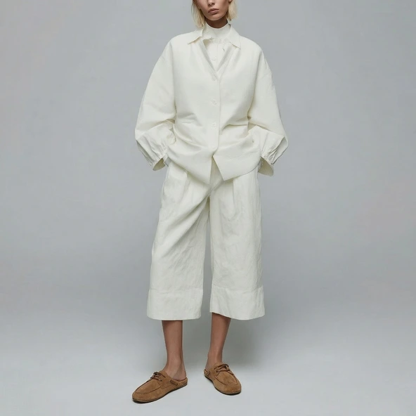 Soft backless loafers in taupe split leather | LILOU