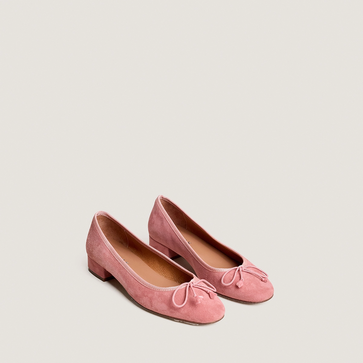 Ballet flats with heel in dusty rose suede | DADOU