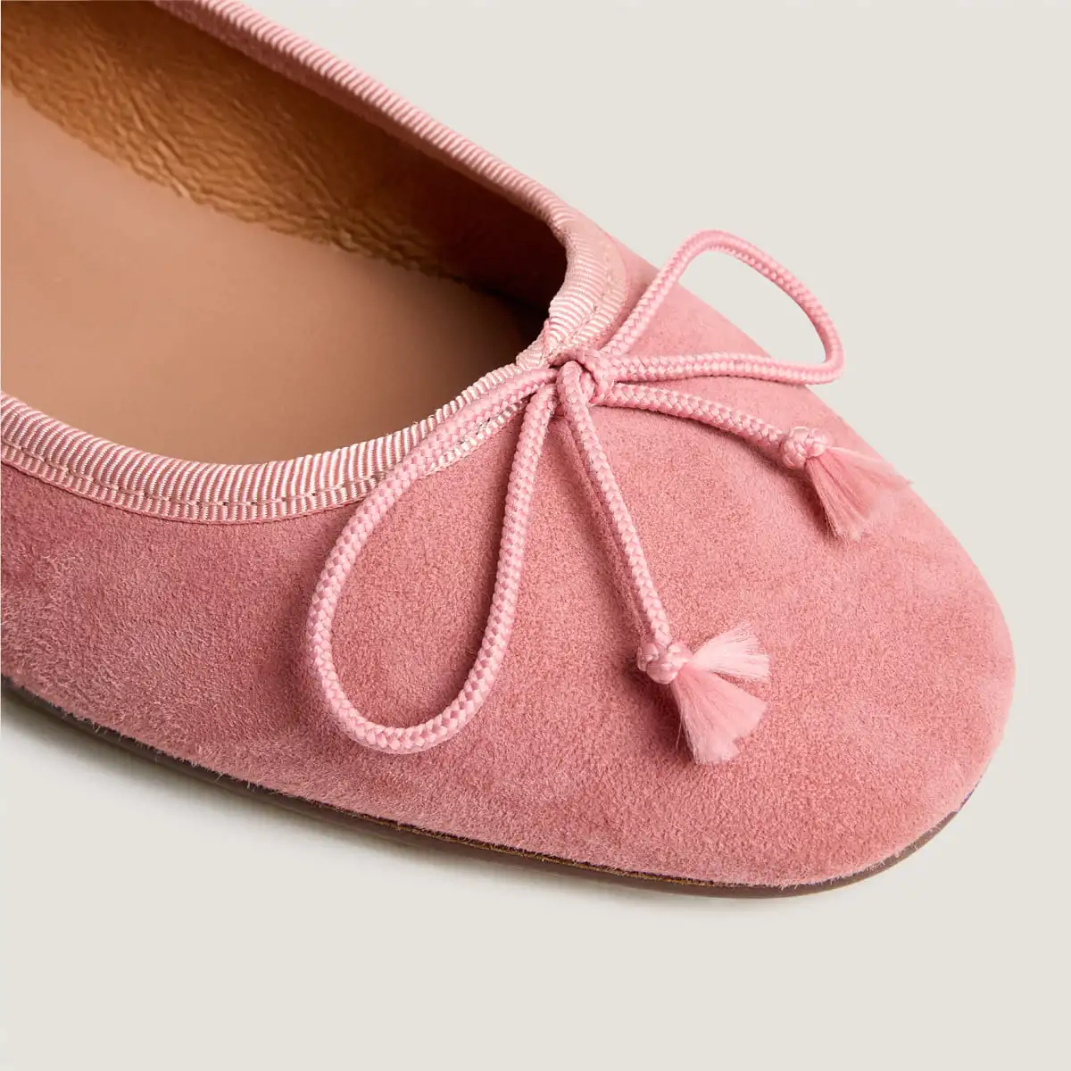 Ballet flats with heel in dusty rose suede | DADOU