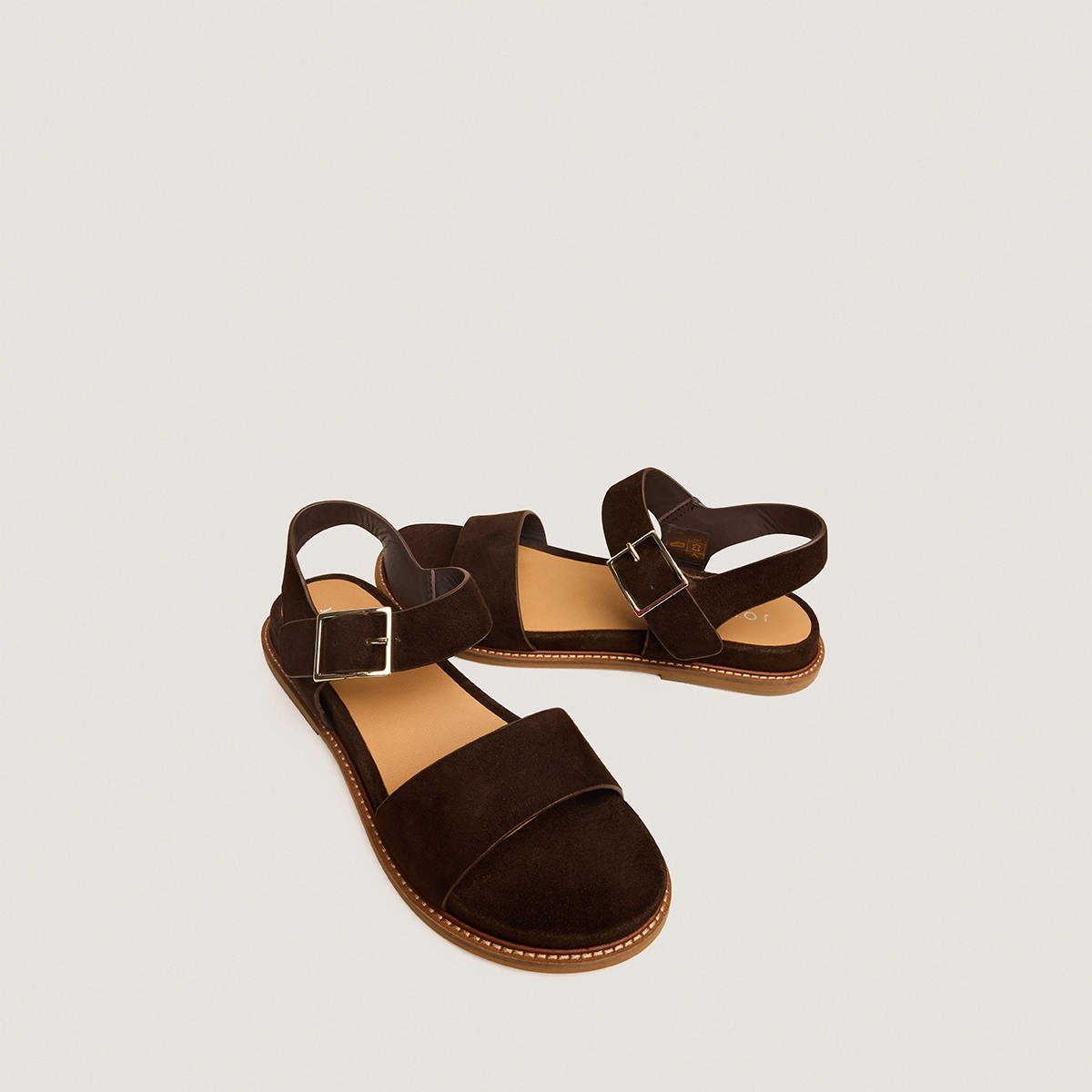 Strappy open-toe sandals in brown suede | ACCO