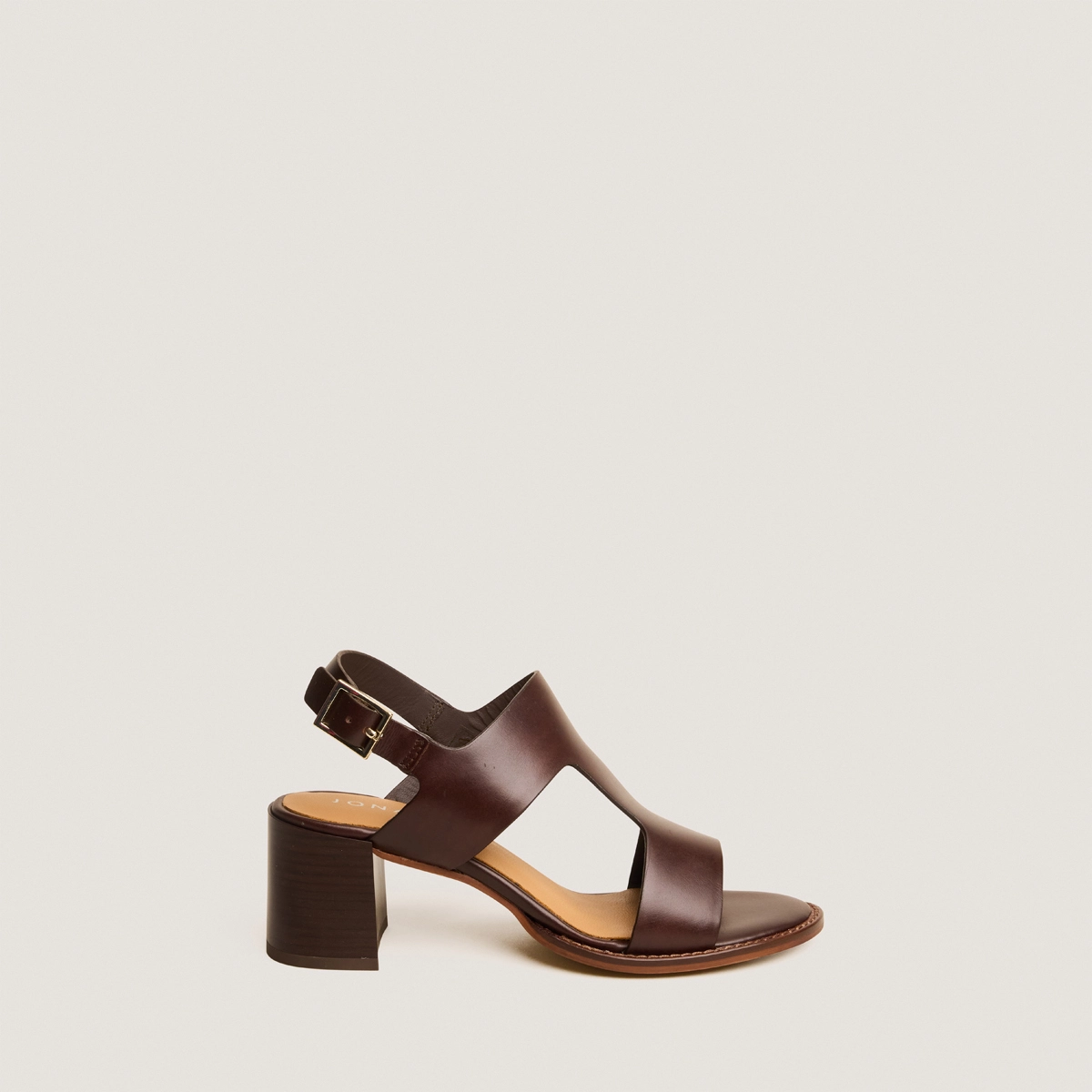 Heeled sandals with adjustable buckles in red-brown leather | ALEXANDRA
