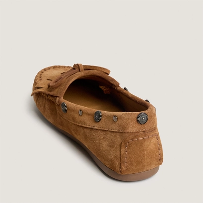 Soft lace-up loafers in cognac split leather | LOUISON