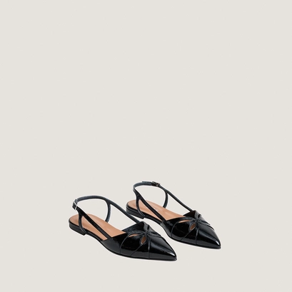 Pointed-toe slingback ballet flats black