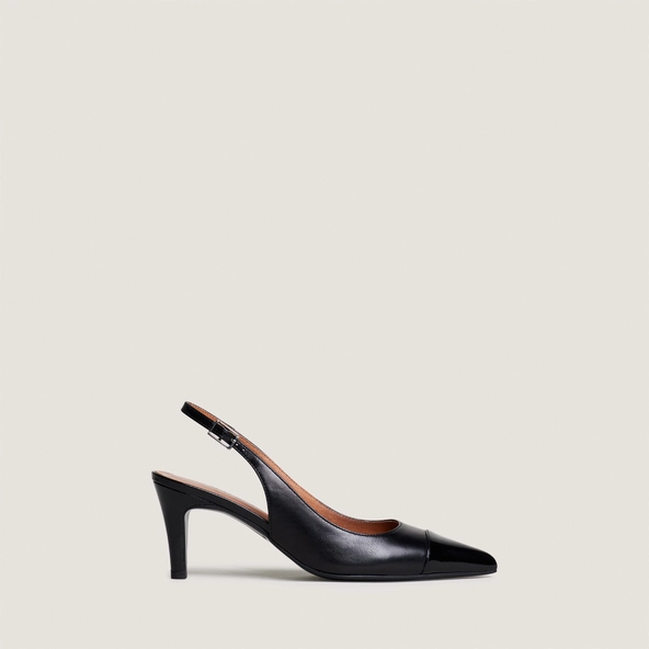 Slingback pumps in black leather and patent leather | DESTELLE