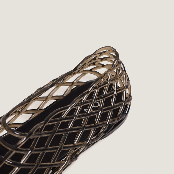 Perforated high-top ballet flats in grey jelly | URSULA