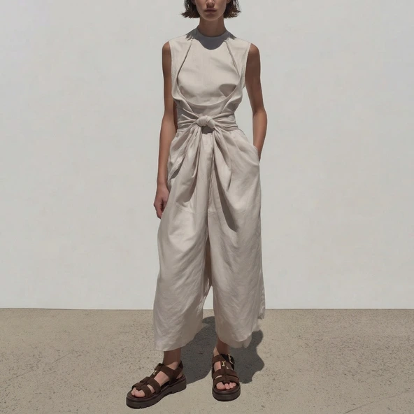 Platform sandals with monogram in brown leather | LIVERPOOL