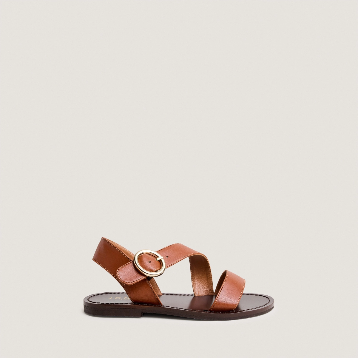 Sandals with wide straps and adjustable buckles - Capsule mini in cognac leather | MINI WELBI