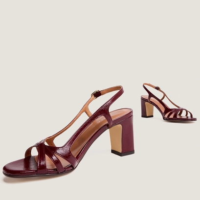 High-heel sandals burgundy