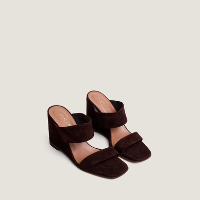 Wedge mules in brown suede | voyelle