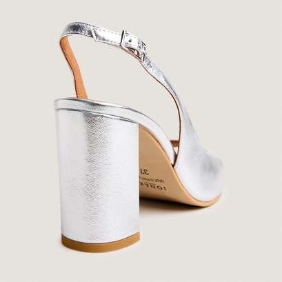 Slingback sandals in silver metallic leather | debout