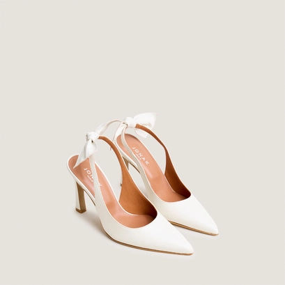 Slingback pumps in ecru leather | devenir