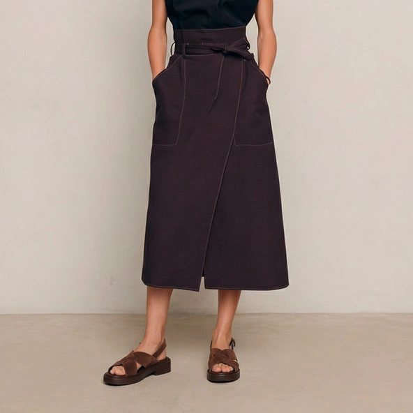 Interlaced strap sandals in dark brown split leather | ELIO