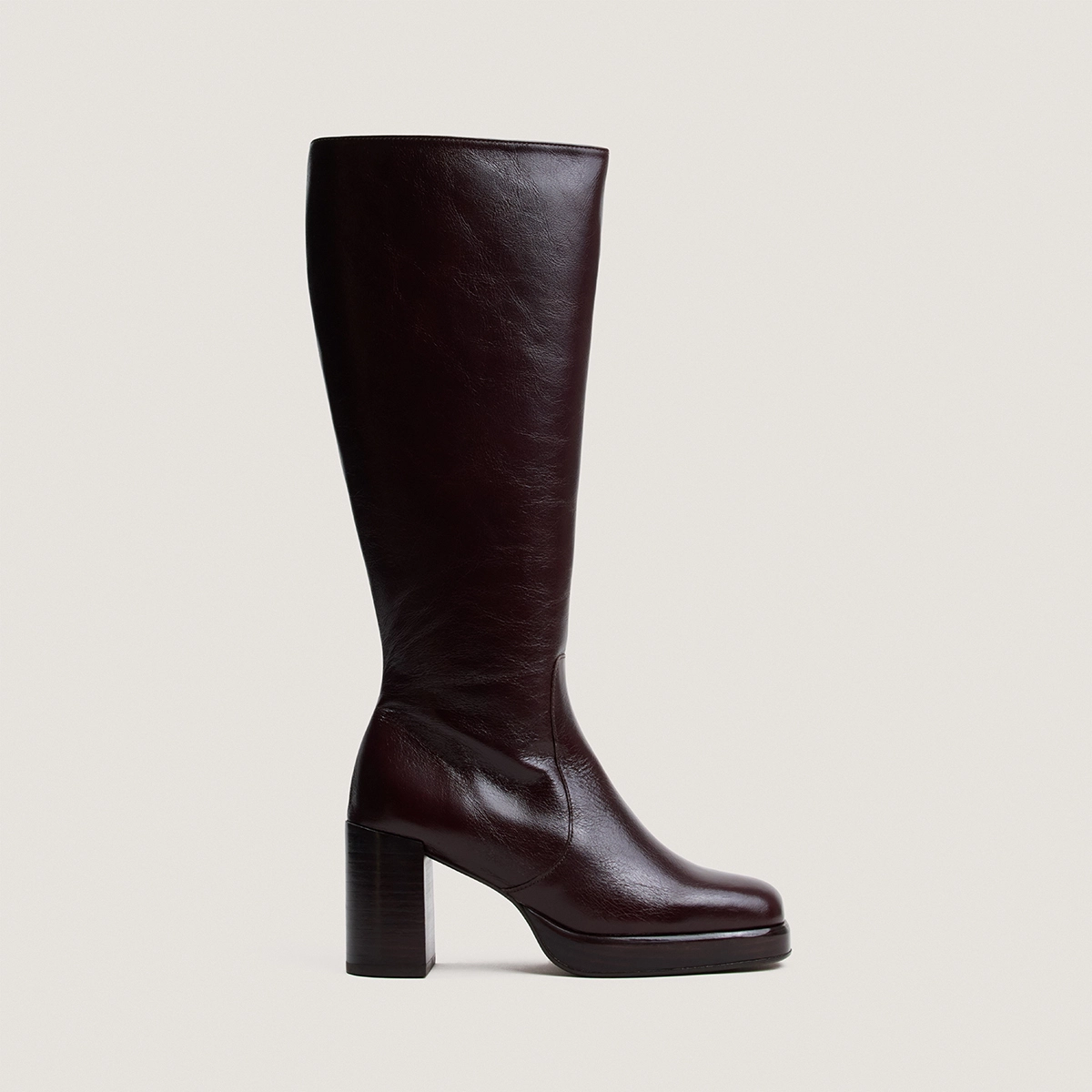 Platform boots in chocolate aged leather calf size M|BAM