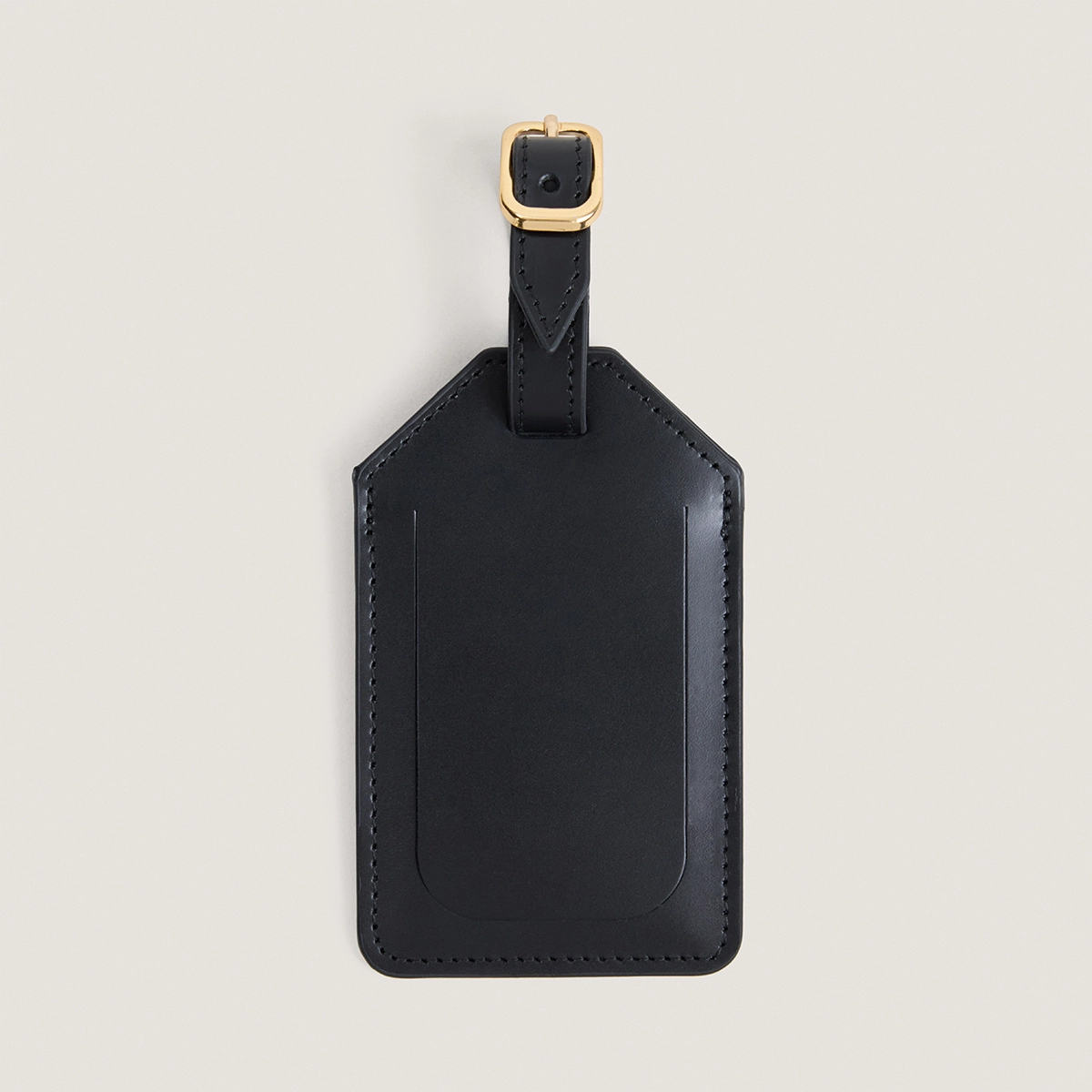 Luggage tag with monogram in black leather | LUGGAGE TAG