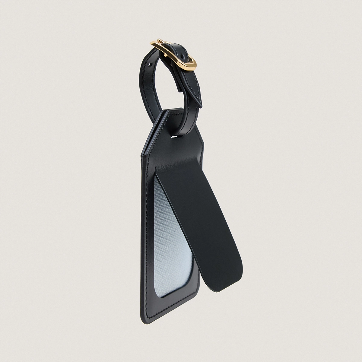 Luggage tag with monogram in black leather | LUGGAGE TAG