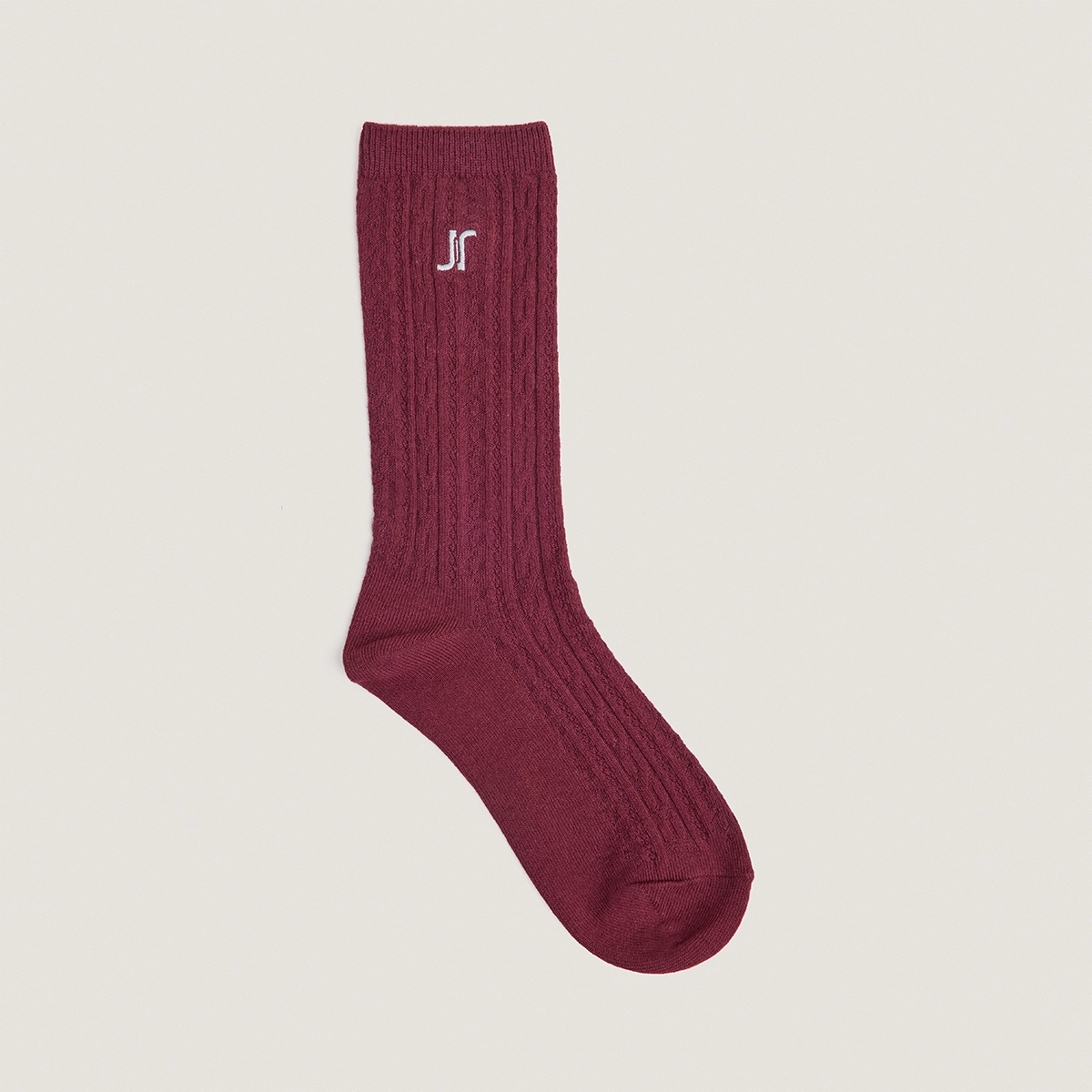 Monogram knee-high socks in burgundy textile | FAUSTINE