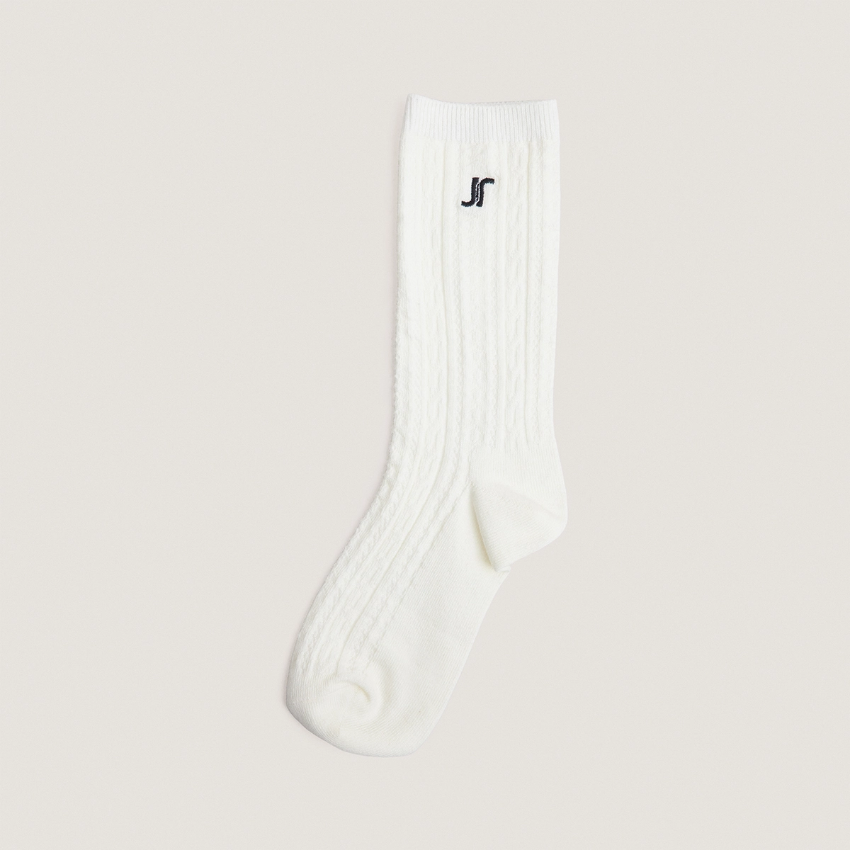 Monogram knee-high socks in ecru textile | FAUSTINE